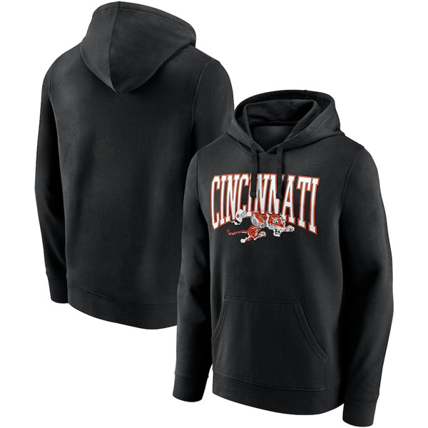 Men's Cincinnati Bengals Black Gridiron Classics Campus Standard Pullover Hoodie - Click Image to Close